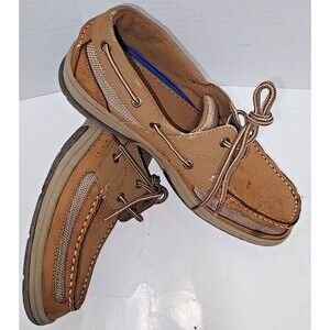 Lanesboro Mens 11M Light Brown Tan Leather Upper Boat Shoes